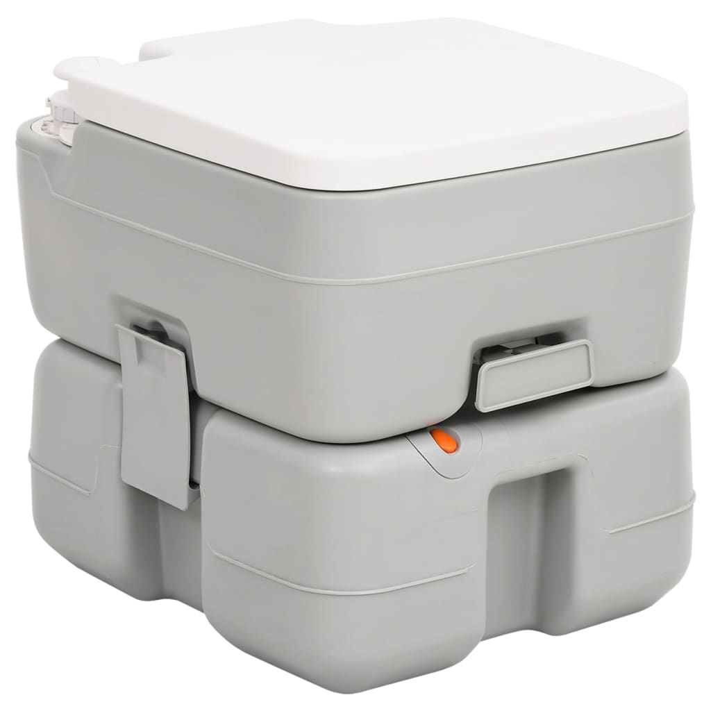 vidaXL Sanita portátil p/ campismo 15+10 L PEAD cinzento e branco