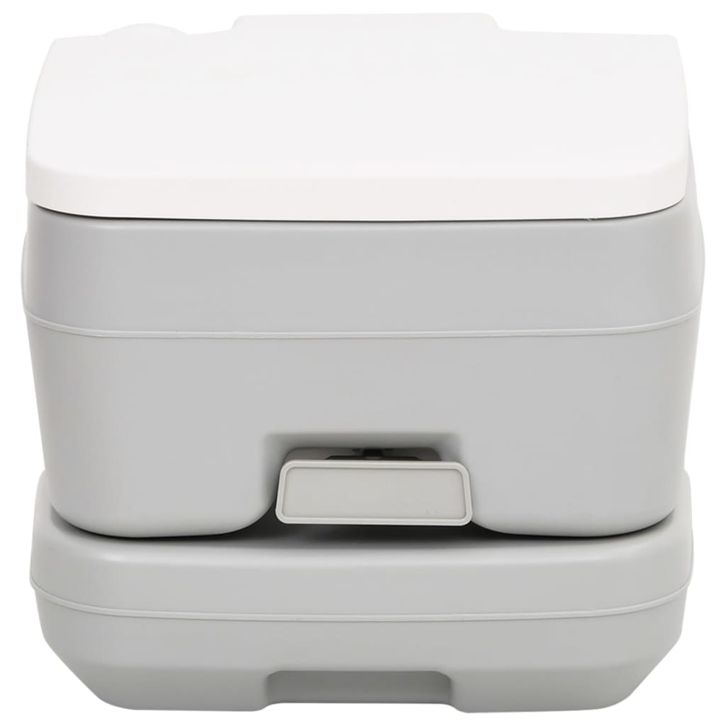 vidaXL Campingtoilet draagbaar 10+10 L HDPE grijs en wit afbeelding