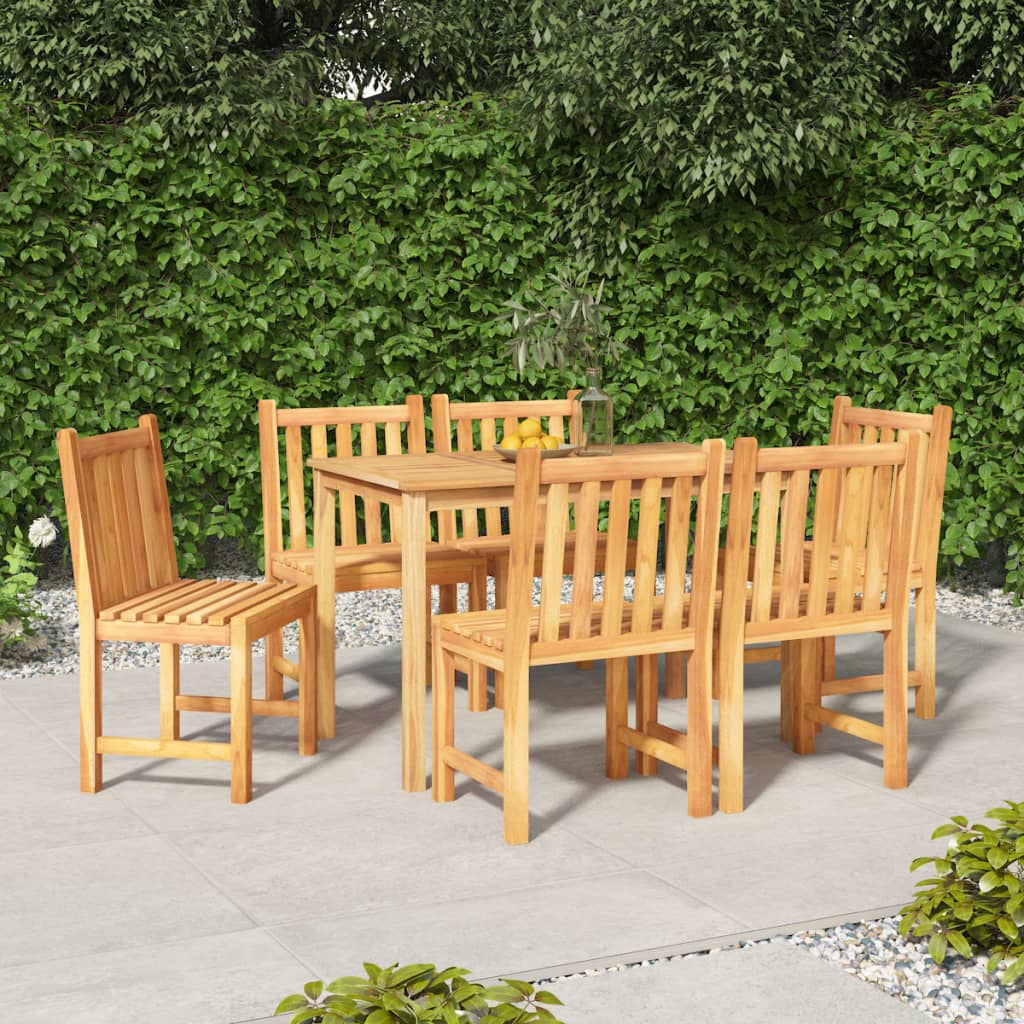 vida XL 7-tlg. Garten-Essgruppe Massivholz Teak
