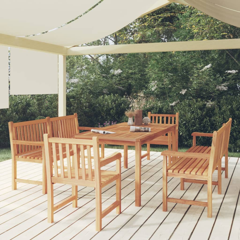 vida XL 5-tlg. Garten-Essgruppe Massivholz Teak