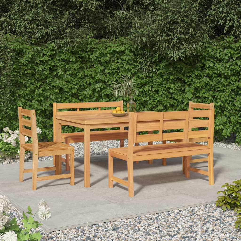 vida XL 5-tlg. Garten-Essgruppe Massivholz Teak