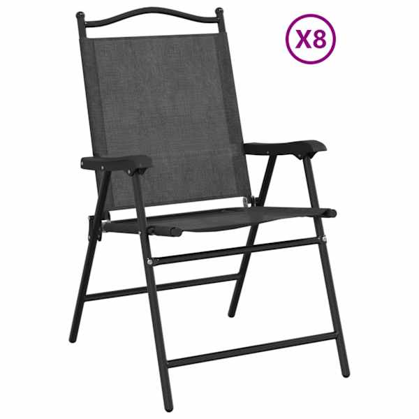 vidaXL Kokkupandavad toolid 8 tk, melanžhall, teras ja textilene