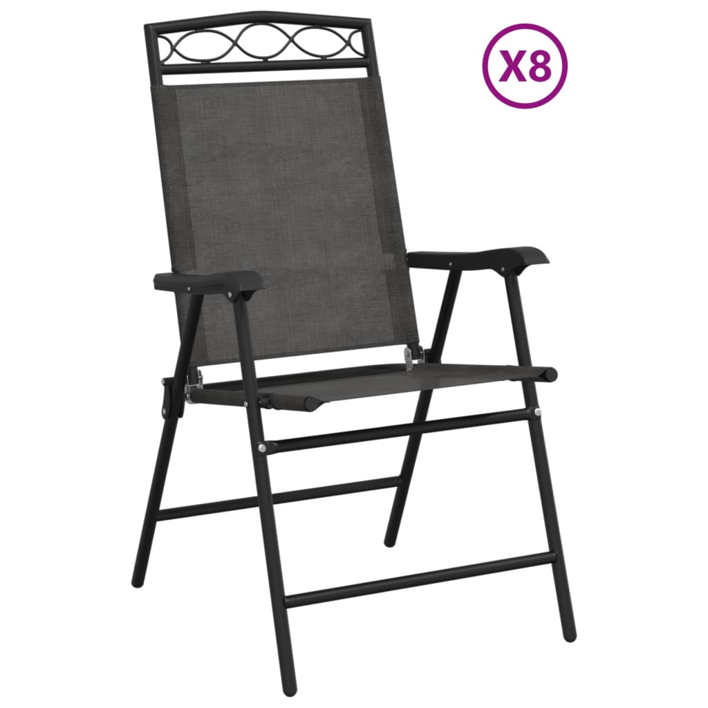 Thumbnail - vidaXL Klappbare Gartenstühle 8 Stk. Graumeliert Stahl und Textilene