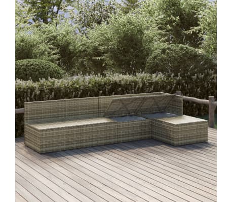 vidaXL Sodo komplektas su pagalvėlėmis, 5 dalių, pilkas, poliratanas