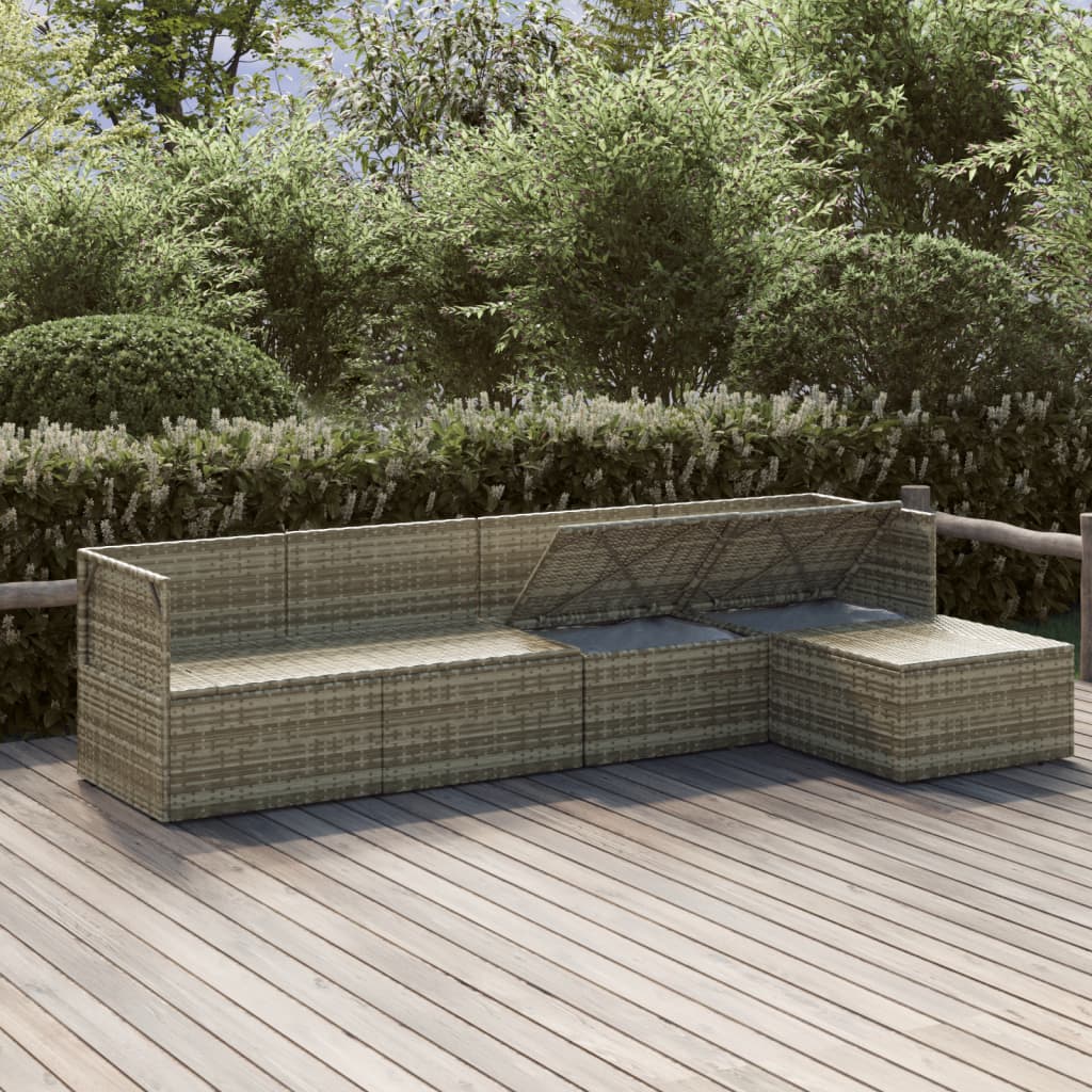 vidaXL 5-delige Loungeset met kussens poly rattan grijs afbeelding