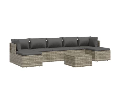 vidaXL Sodo komplektas su pagalvėlėmis, 8 dalių, pilkas, poliratanas