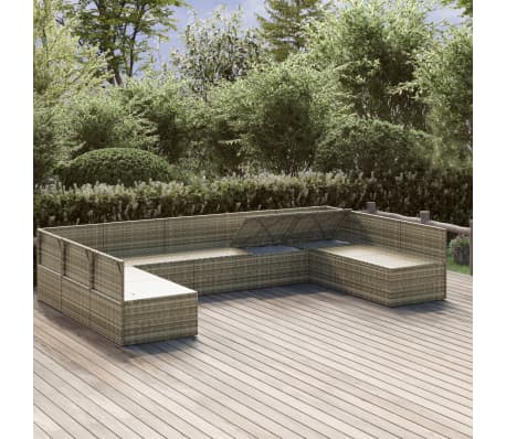 vidaXL Sodo komplektas su pagalvėlėmis, 9 dalių, pilkas, poliratanas