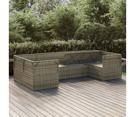 vidaXL Sodo komplektas su pagalvėlėmis, 6 dalių, pilkas, poliratanas