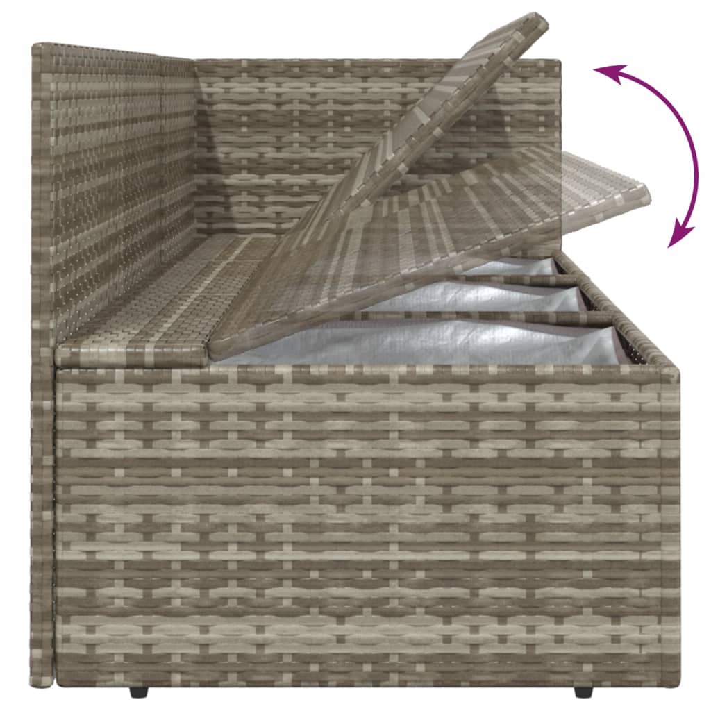 Градински лаундж комплект с възглавници 7 части полиратан сив