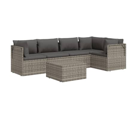 vidaXL 6d&iacute;ln&aacute; zahradn&iacute; sedac&iacute; souprava s podu&scaron;kami &scaron;ed&aacute; polyratan