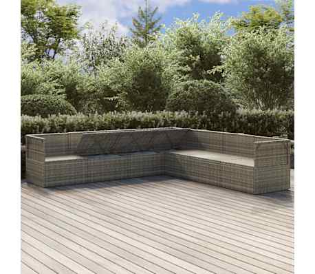 vidaXL Sodo komplektas su pagalvėlėmis, 7 dalių, pilkas, poliratanas