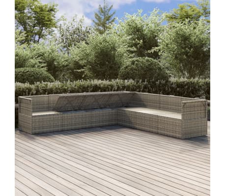 vidaXL Set de muebles de jard&iacute;n 8 pzas y cojines rat&aacute;n sint&eacute;tico gris