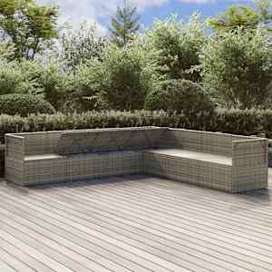 vidaXL Set de muebles de jard&iacute;n 8 pzas y cojines rat&aacute;n sint&eacute;tico gris