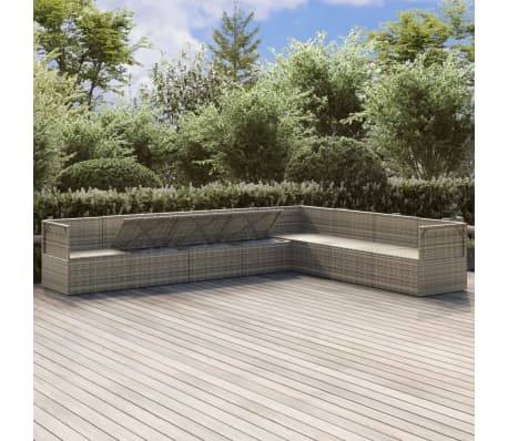 vidaXL Sodo komplektas su pagalvėlėmis, 8 dalių, pilkas, poliratanas