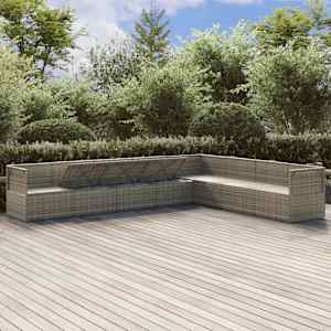 vidaXL Sodo komplektas su pagalvėlėmis, 8 dalių, pilkas, poliratanas