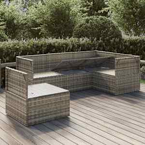 vidaXL Sodo komplektas su pagalvėlėmis, 5 dalių, pilkas, poliratanas