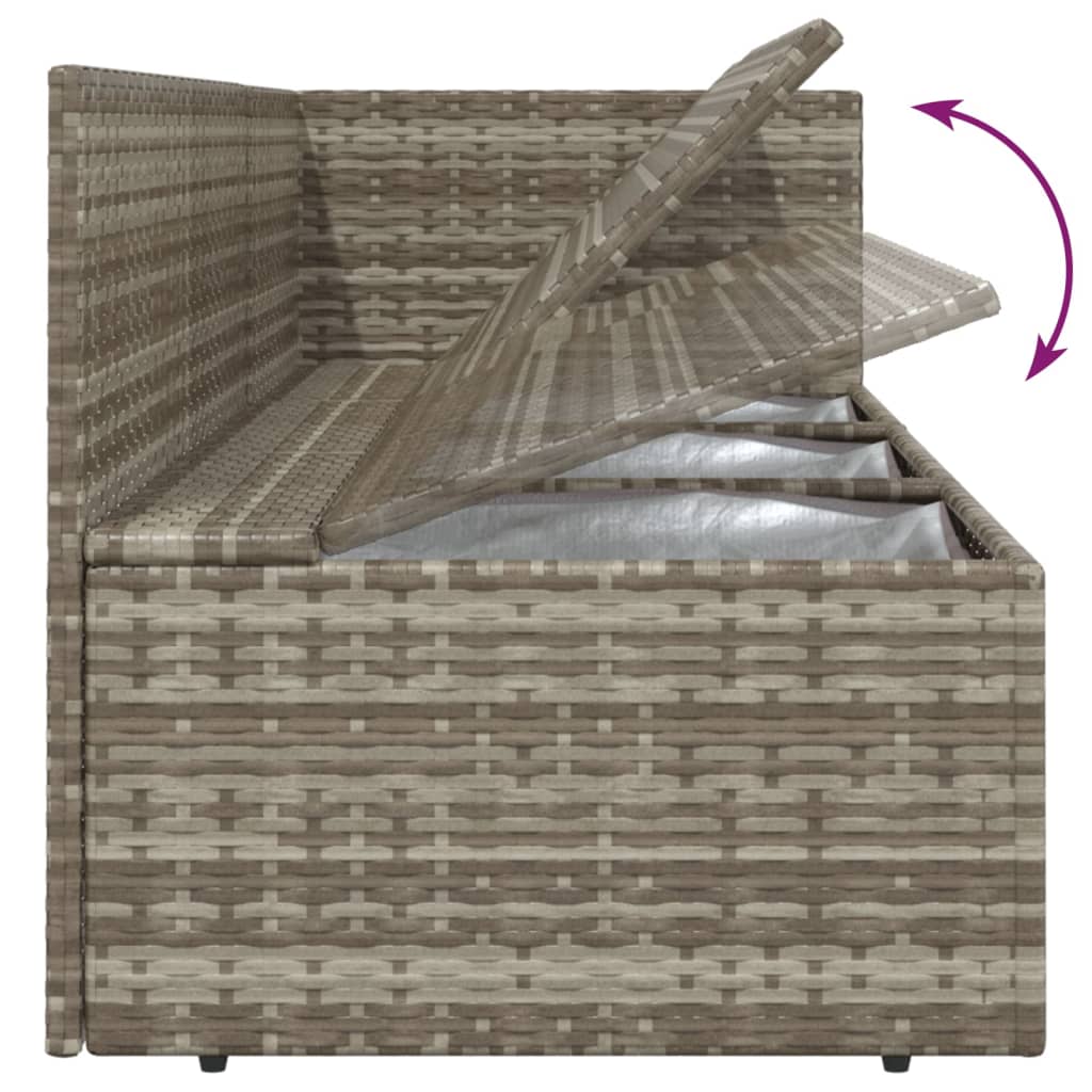 Градински комплект с възглавници, 6 части, полиратан, сив