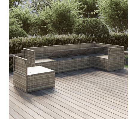 vidaXL Sodo komplektas su pagalvėlėmis, 6 dalių, pilkas, poliratanas