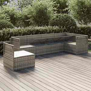 vidaXL Sodo komplektas su pagalvėlėmis, 6 dalių, pilkas, poliratanas