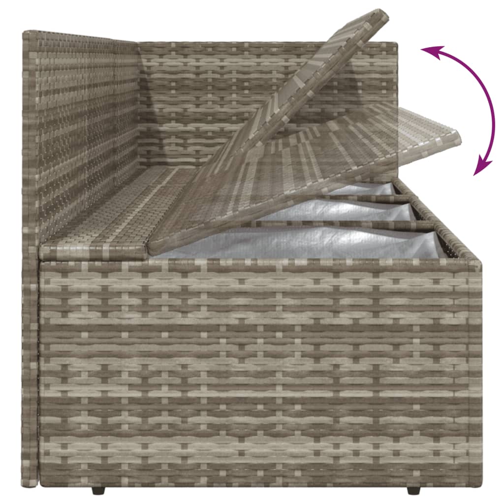 Градински лаундж комплект с възглавници 7 части полиратан сив