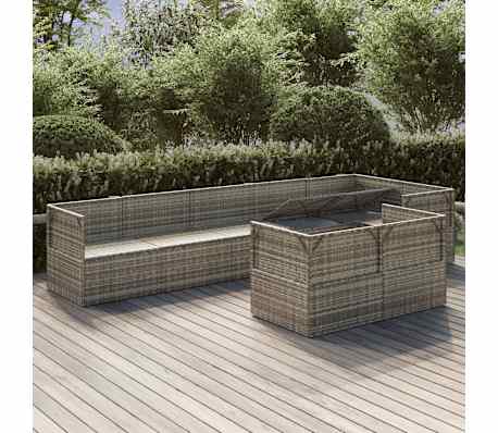 vidaXL Sodo komplektas su pagalvėlėmis, 8 dalių, pilkas, poliratanas