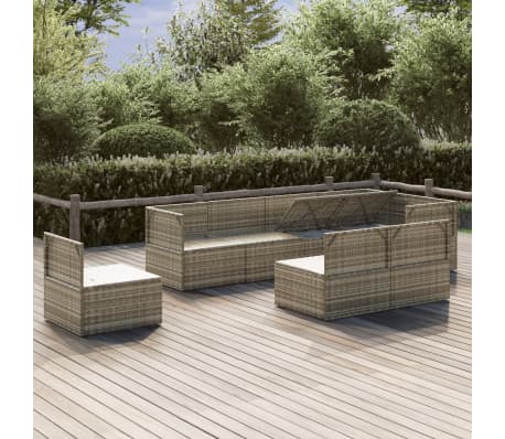 vidaXL Sodo komplektas su pagalvėlėmis, 8 dalių, pilkas, poliratanas