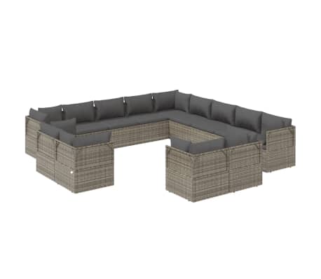 vidaXL Sodo komplektas su pagalvėlėmis, 13 dalių, pilkas, poliratanas