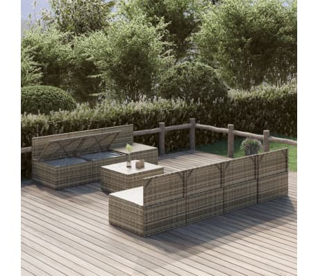 vidaXL Sodo komplektas su pagalvėlėmis, 8 dalių, pilkas, poliratanas