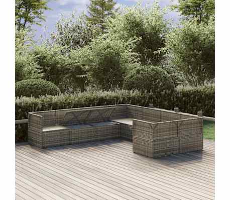 vidaXL 8-dielna z&aacute;hradn&aacute; sedacia s&uacute;prava s vank&uacute;&scaron;mi siv&aacute; polyratanov&aacute;