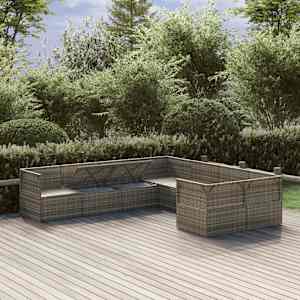 vidaXL 8-dielna z&aacute;hradn&aacute; sedacia s&uacute;prava s vank&uacute;&scaron;mi siv&aacute; polyratanov&aacute;