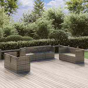 vidaXL Sodo komplektas su pagalvėlėmis, 7 dalių, pilkas, poliratanas