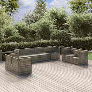 vidaXL Sodo komplektas su pagalvėlėmis, 8 dalių, pilkas, poliratanas