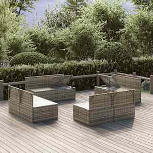 vidaXL Καναπέδες Κήπου Μεσαίοι 8 τεμ. Γκρι 57x57x56 εκ. Συνθ. Ρατάν