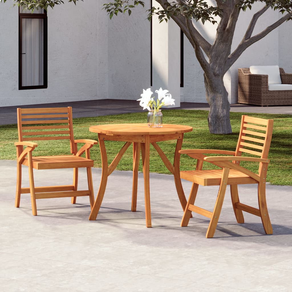 TopSellers-Wooden Garden Dining Set - Elegant 3 Piece Acacia Outdoor Furniture