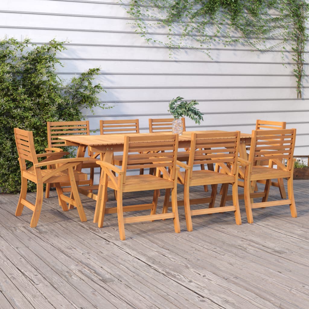 TopSellers-Wooden Garden Chairs Set of 8 - Acacia Brown Outdoor Patio