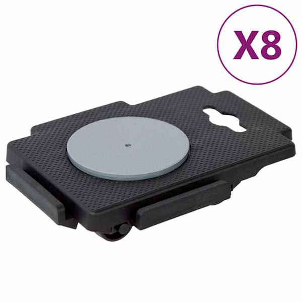 vidaXL kolimisk&auml;rud 8 rattaga, 8 tk, must, pol&uuml;prop&uuml;leen, 150 kg