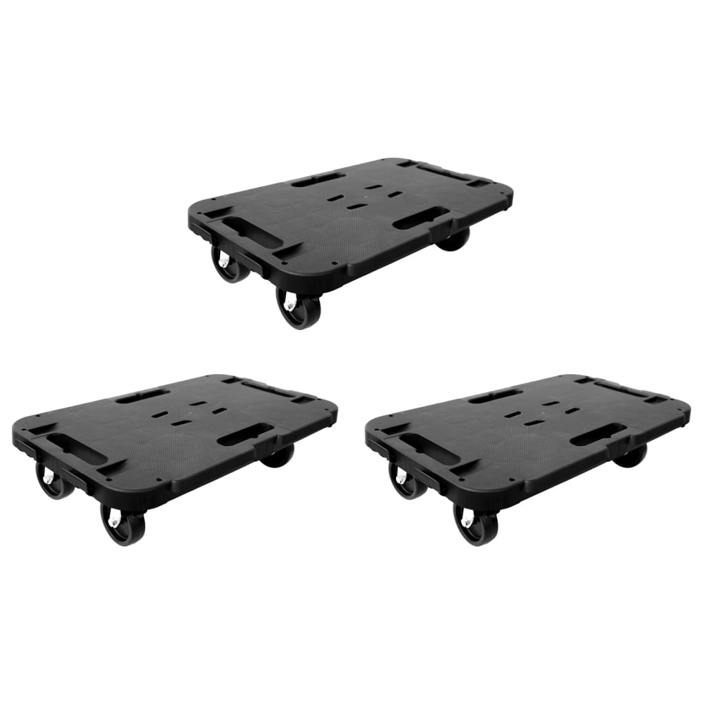 VidaXL Transport Trolleys 3 Pcs Black Polypropylene 300 Kg