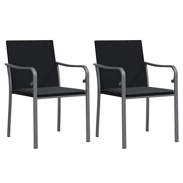 vidaXL aiatoolid patjadega 2 tk, must, 56 x 59 x 84 cm, pol&uuml;rotang