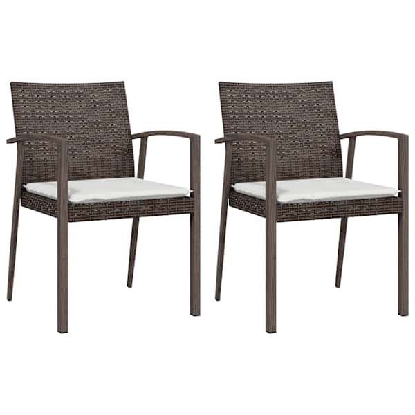 vidaXL aiatoolid patjadega 2 tk, pruun, 56,5 x 57 x 83 cm, pol&uuml;rotang