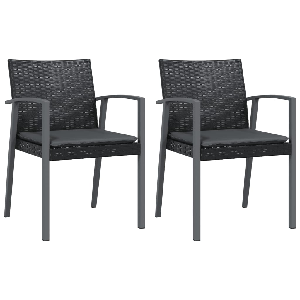 vidaXL Scaune de grădină cu perne 2 buc. negru 56,5x57x83 cm poliratan