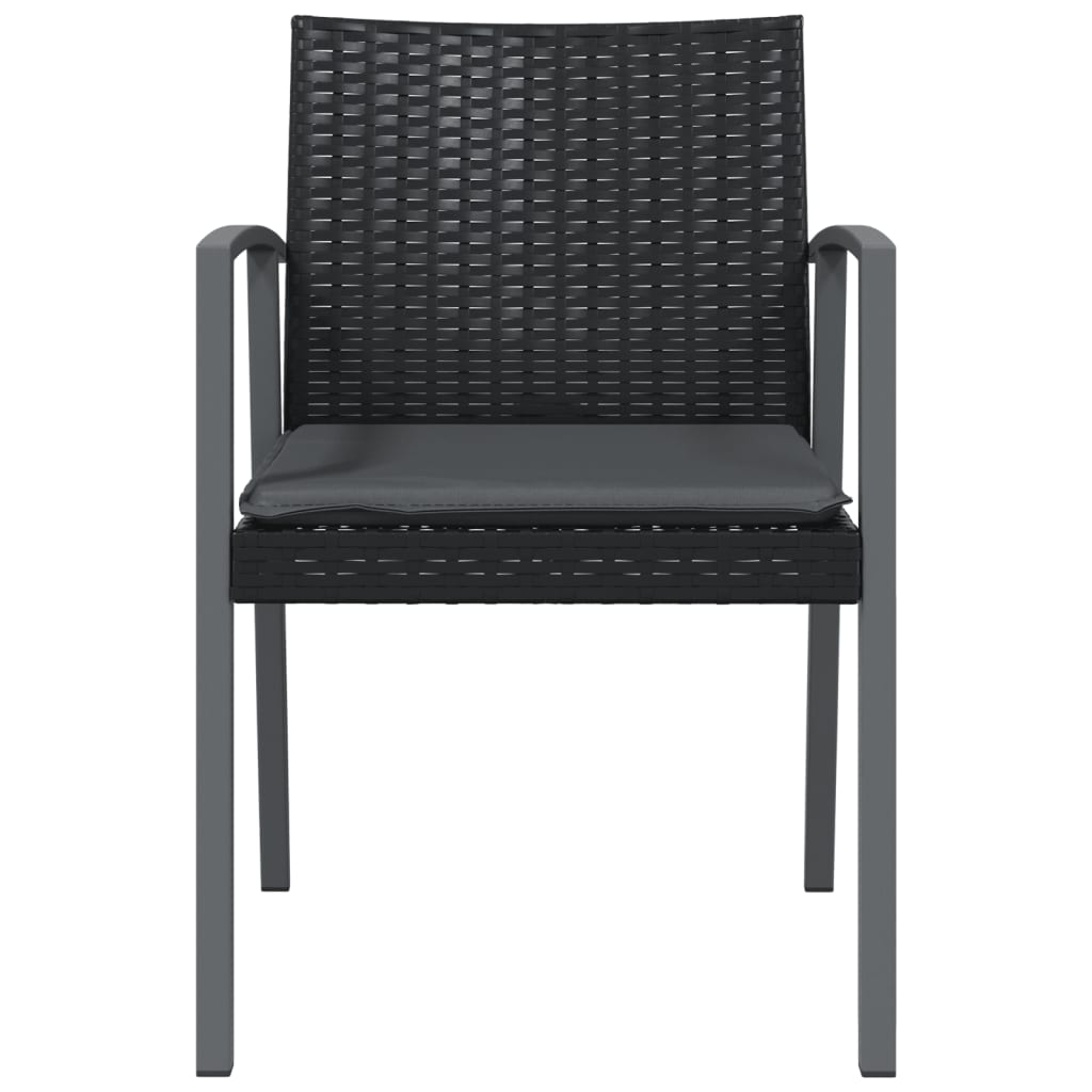 vidaXL Tuinstoelen 2 st met kussens 56,5x57x83 cm poly rattan zwart, foto 4