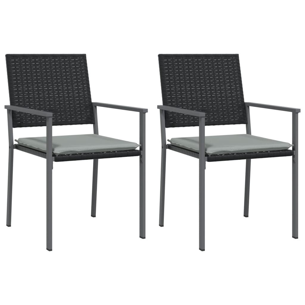 Thumbnail - vidaXL Gartenstühle mit Kissen 2 Stk. Schwarz 54x62,5x89cm Poly Rattan
