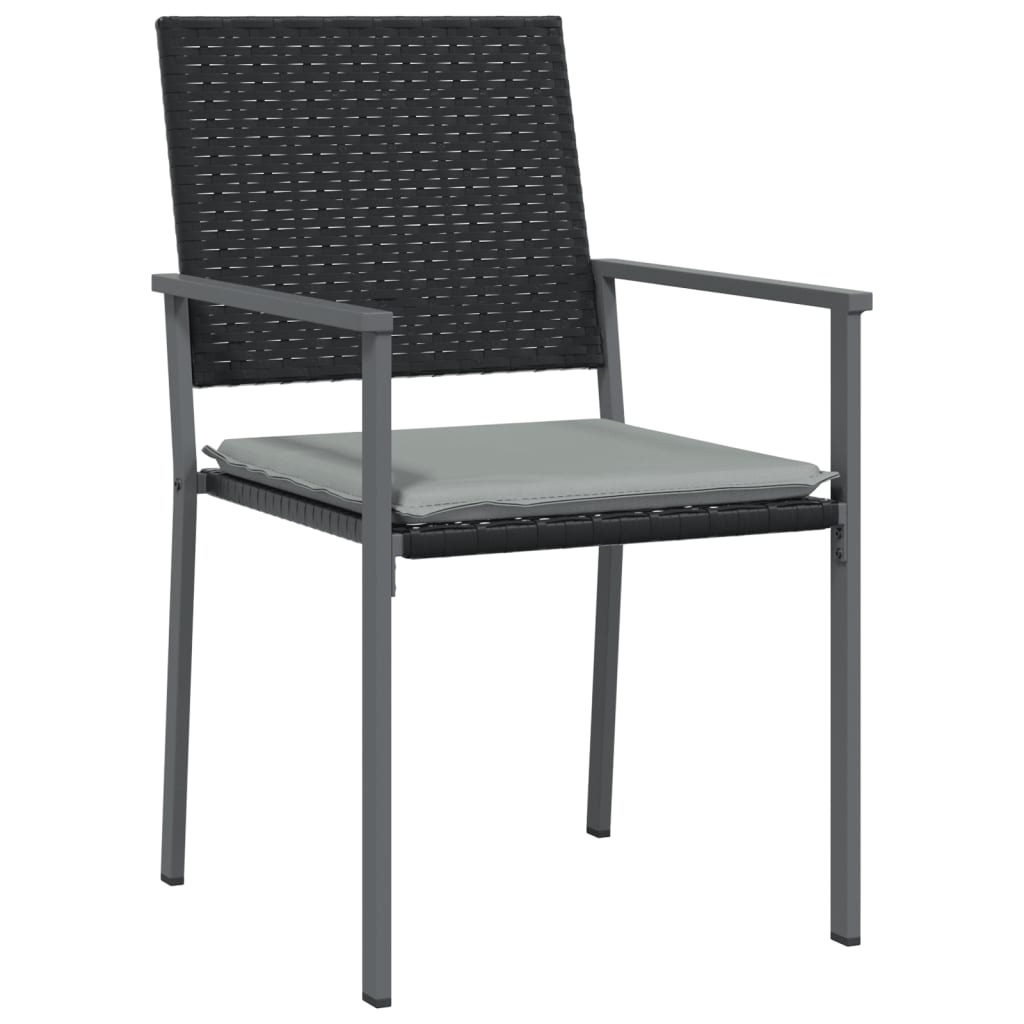 Thumbnail - vidaXL Gartenstühle mit Kissen 2 Stk. Schwarz 54x62,5x89cm Poly Rattan