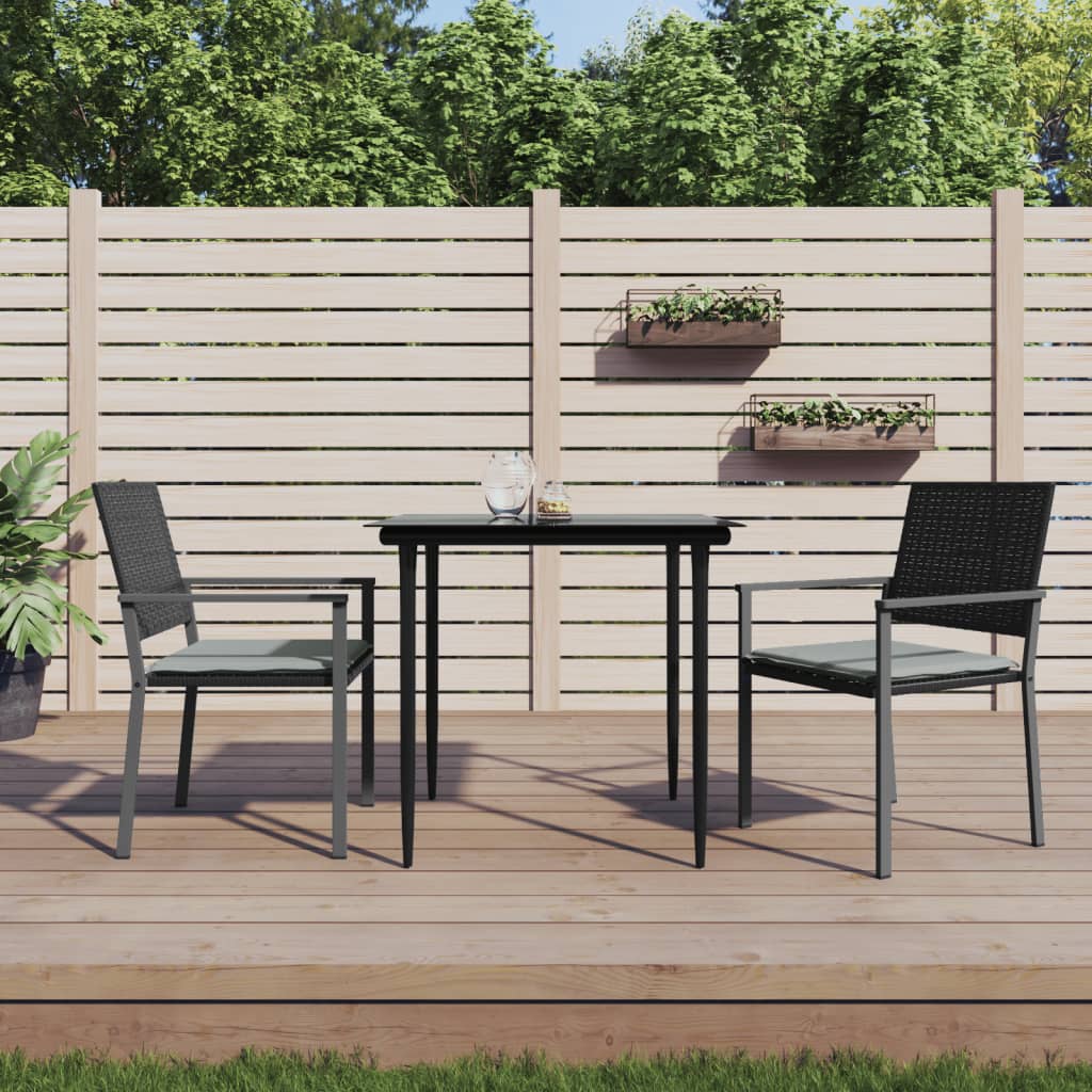 vidaXL Gartenstühle mit Kissen 2 Stk. Schwarz 54x62,5x89cm Poly Rattan