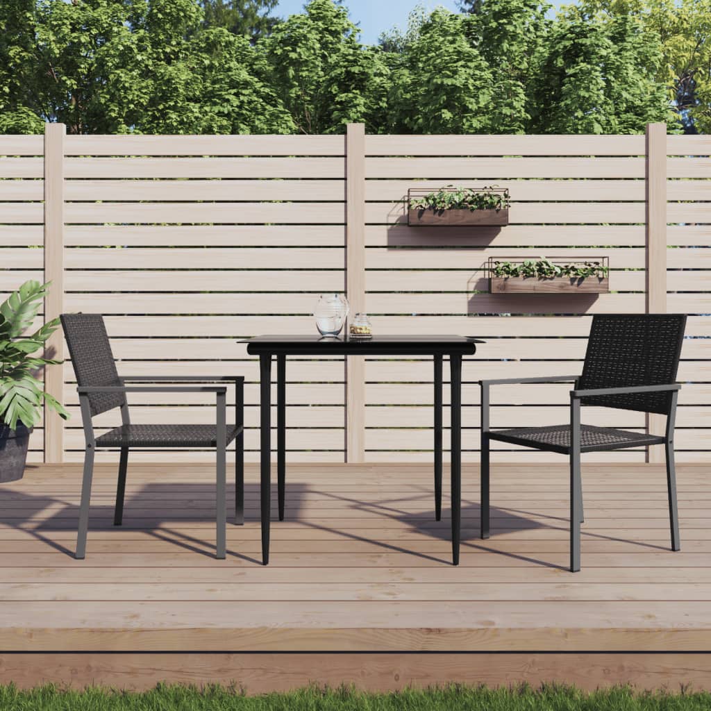 Vidaxl Scaune De Gradina, 2 Buc., Negru, 54x62,5x89 Cm, Poliratan