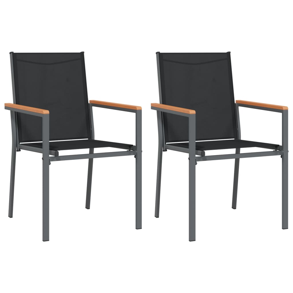 Image of vidaXL Garden Chairs 2 pcs Black 55x61.5x90 cm Textilene and Steel