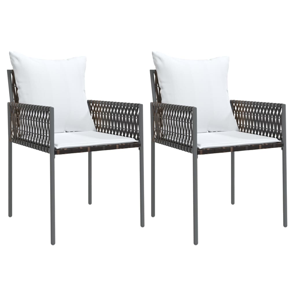 vidaXL Tuinstoelen 2 st met kussens 54x61x83 cm poly rattan bruin, foto 3