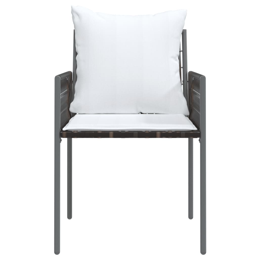 vidaXL Tuinstoelen 2 st met kussens 54x61x83 cm poly rattan bruin, foto 4