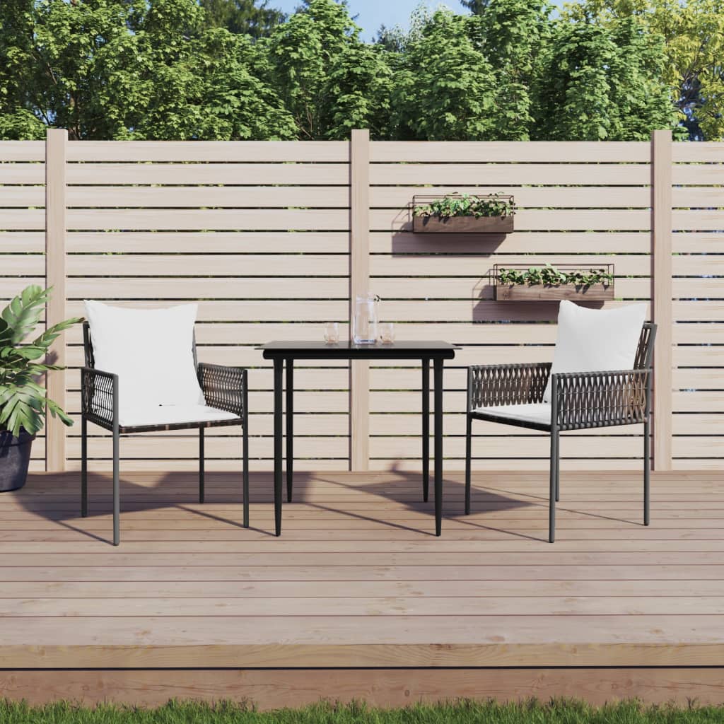 Cadeiras jardim c/ almofadões 2pcs 54x61x83 cm vime PE castanho