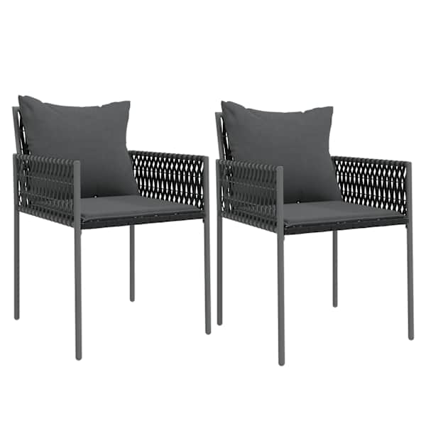 vidaXL aiatoolid patjadega 2 tk, must, 54 x 61 x 83 cm, pol&uuml;rotang